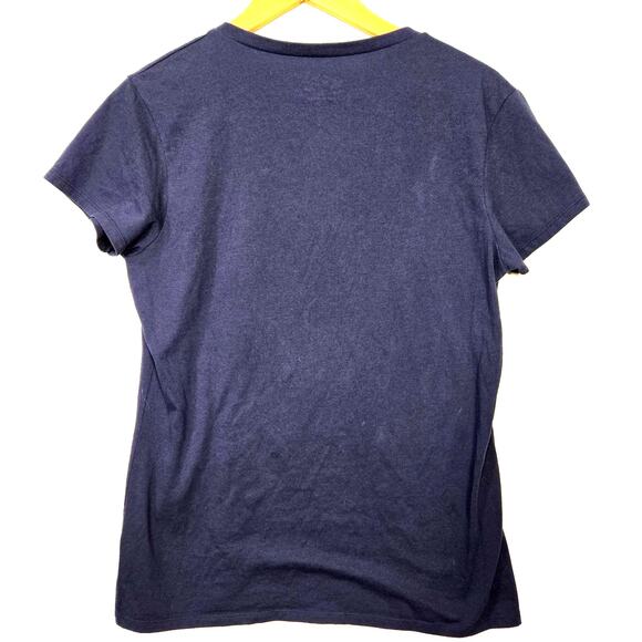 Hall of Fame Real Women Love Football V-Neck Tee, Navy - Picture 3 of 9